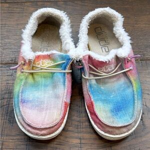 2-3Y Hey Dude Rainbow fur shoes